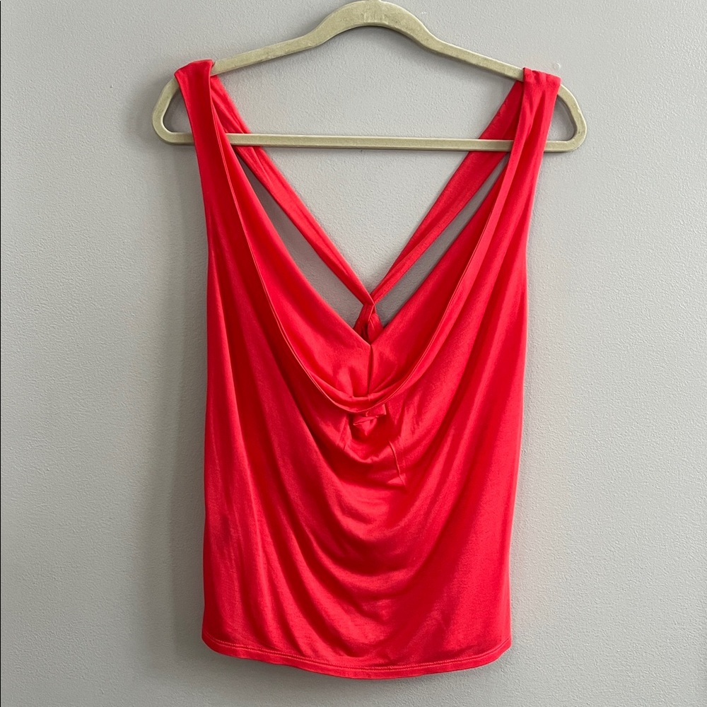 BCBGMaxazria Lucille red sleeveless cowl neck top size medium new